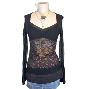 Save The Queen mesh print long sleeve